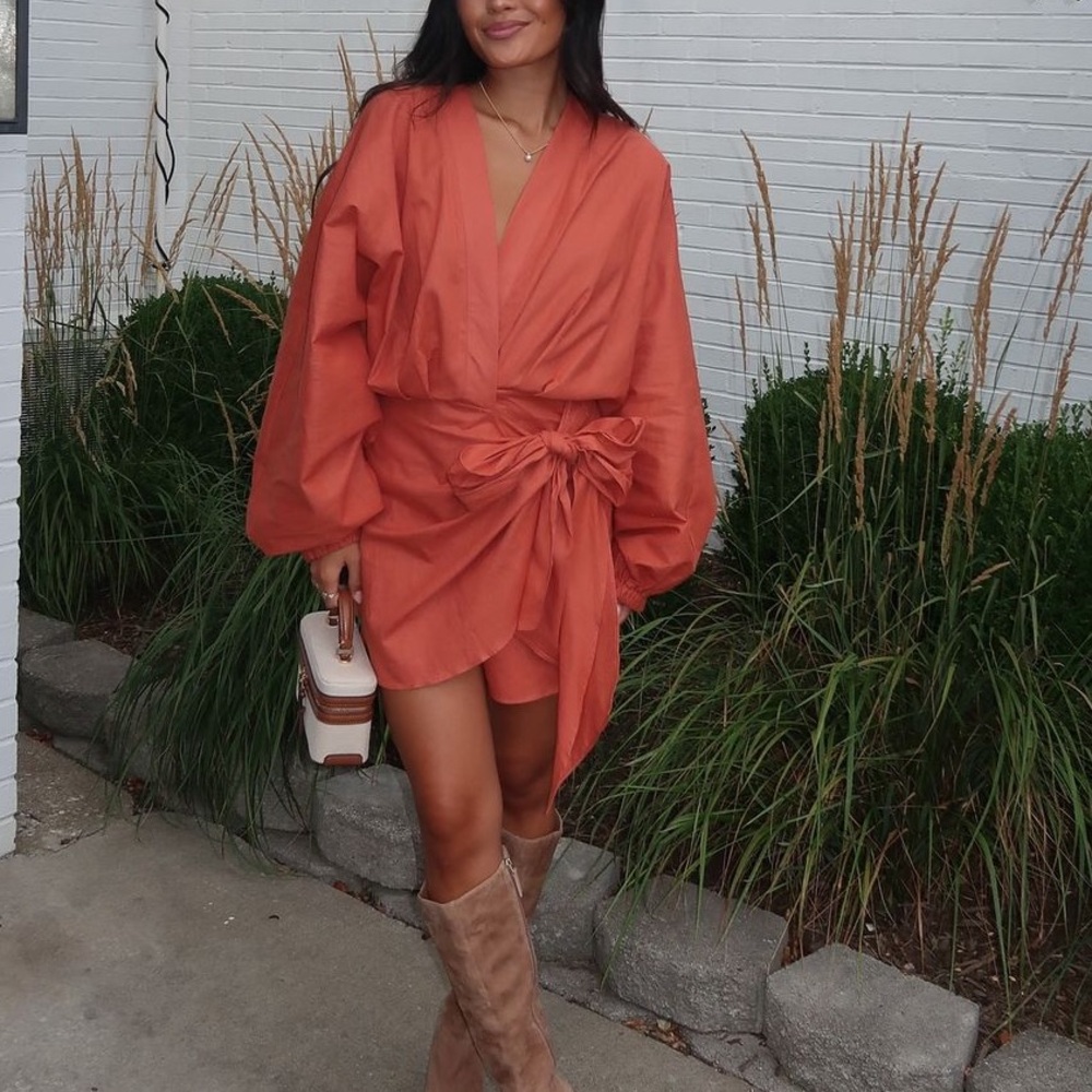 Orange wrap dress